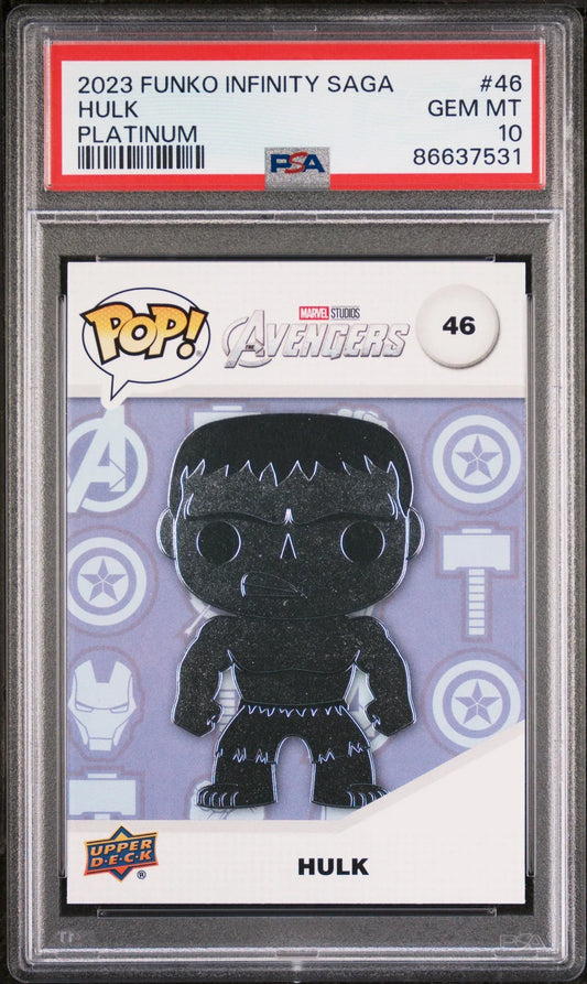 2023 UPPER DECK FUNKO POP MARVEL HULK PLATINUM #46 PSA 10 - ToylandEU
