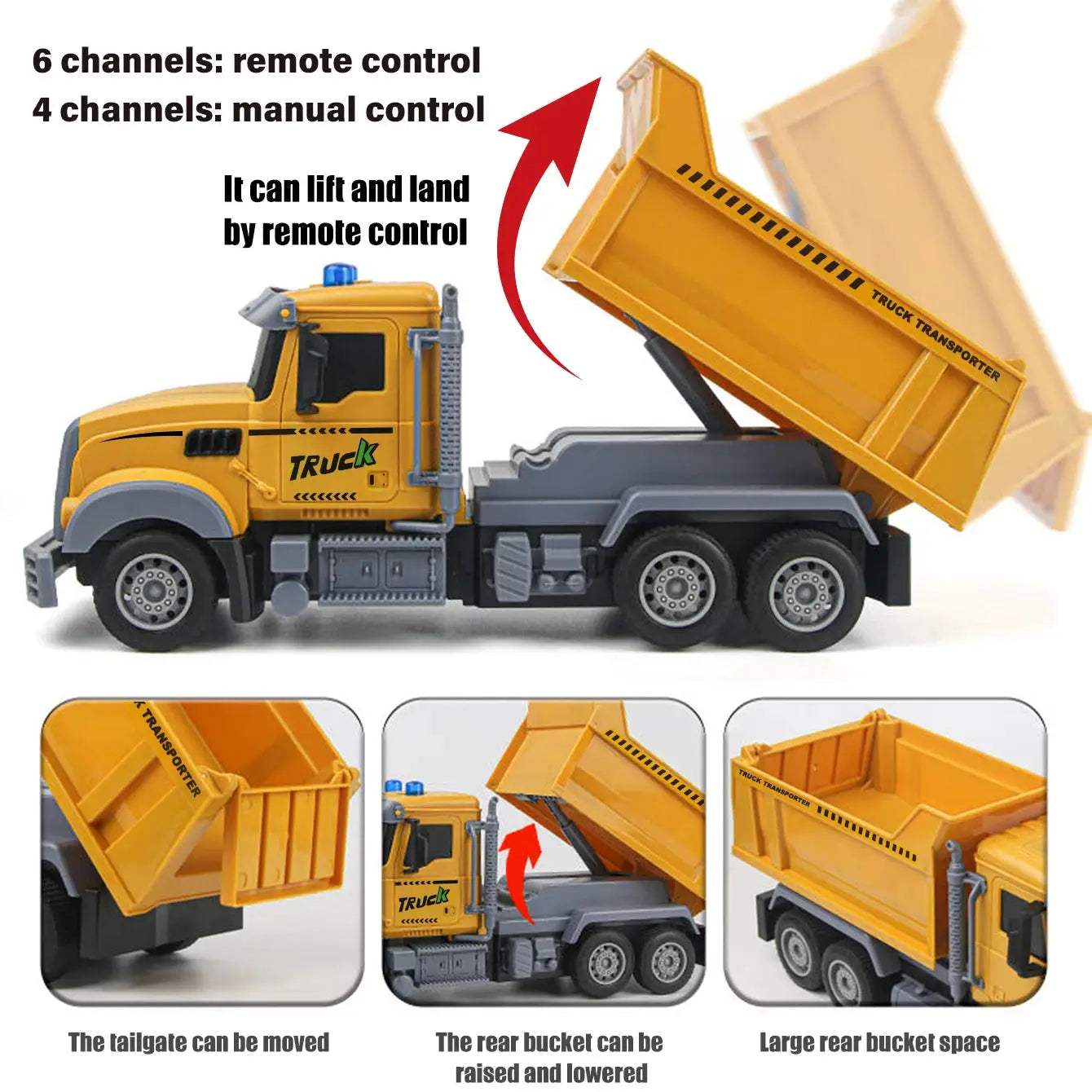  6-Channel 2.4G RC Dump Truck With Lights -  ToylandEU™