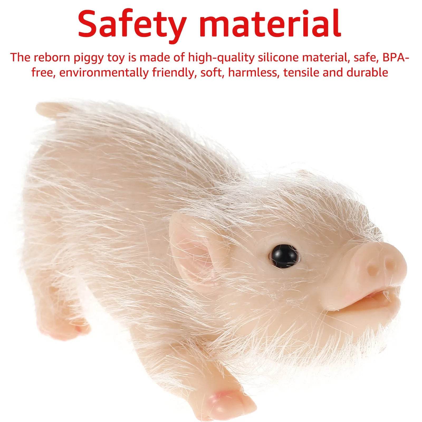 6 Inch Lifelike Silicone Pig Doll Mini Reborn Piglet Stretchy Realistic Soft Cute Piggy Full Silicone Body Toy - ToylandEU