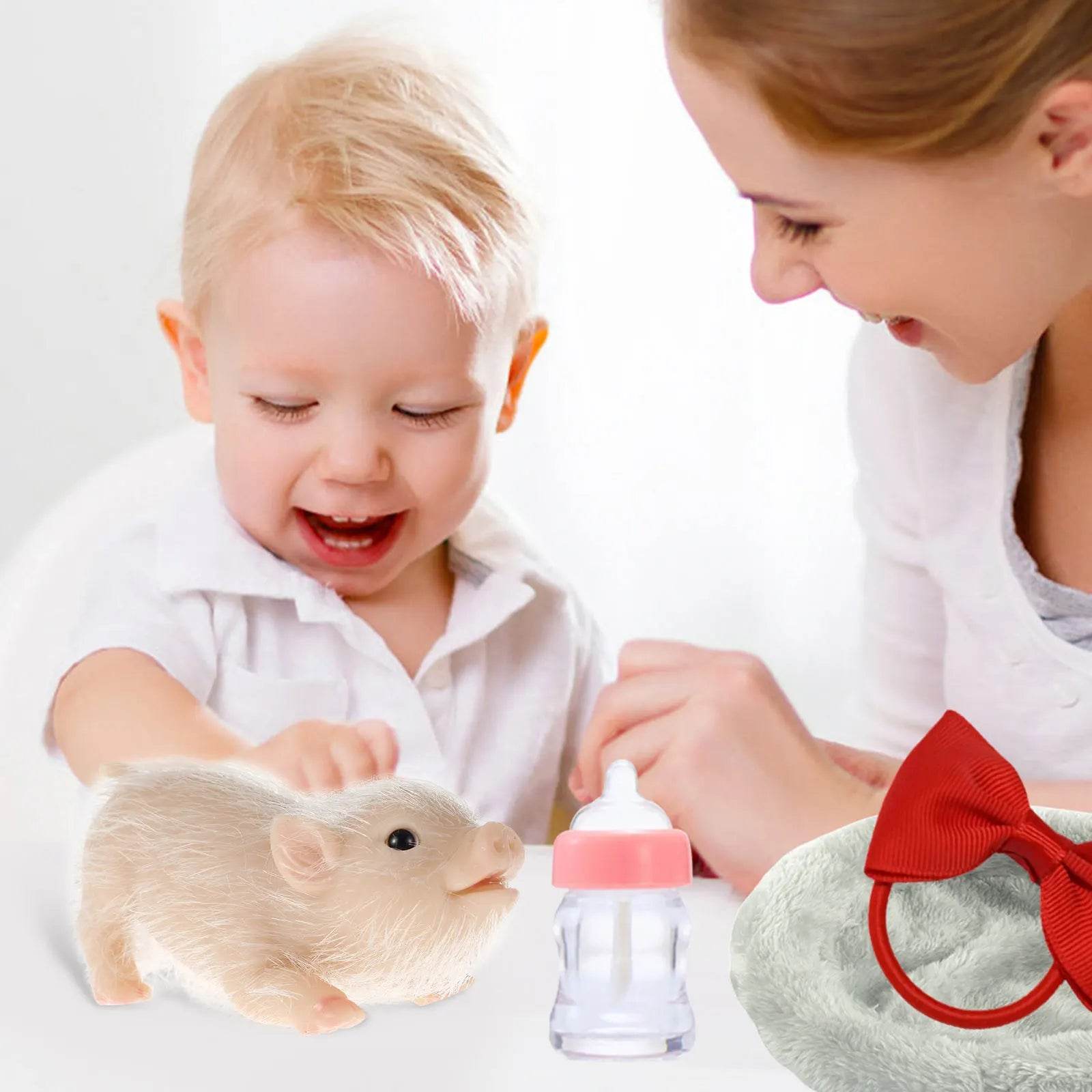 6 Inch Lifelike Silicone Pig Doll Mini Reborn Piglet Stretchy Realistic Soft Cute Piggy Full Silicone Body Toy - ToylandEU