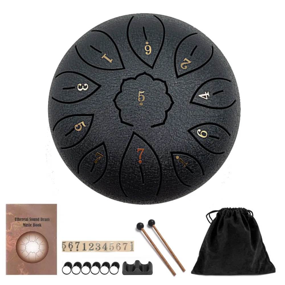 6 Inch Steel Tongue Drum 11 Tune Notes Percussion Musical Instrument Hand Pan Tank Drum with Bag Drumsticks and Sticker for Children - ToylandEU