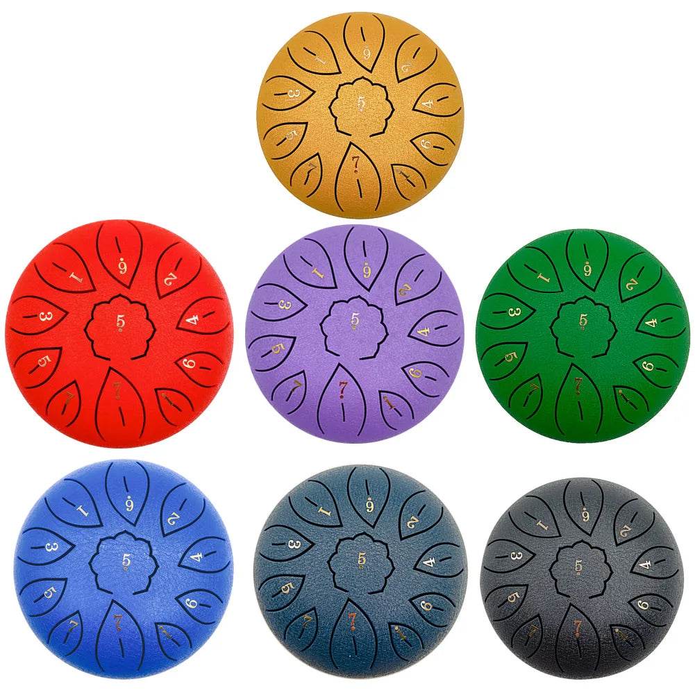 6 Inch Steel Tongue Drum 11 Tune Notes Percussion Musical Instrument Hand Pan Tank Drum with Bag Drumsticks and Sticker for Children - ToylandEU