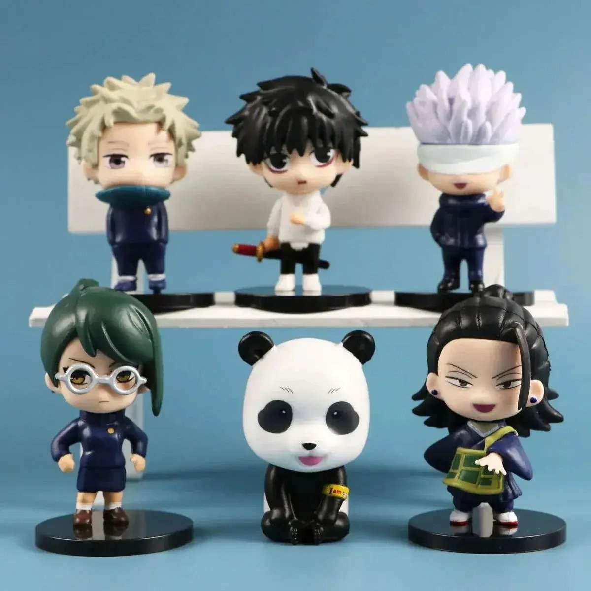 6 Pcs Set Jujutsu Kaisen Gojo Satoru Geto Suguru Zenin Maki Inumaki Toge Panda Yuta Okkotsu Figures, Kawaii Chibi Mini Anime Figurines PVC JJK Model Statue Toys 6-8 cm - ToylandEU