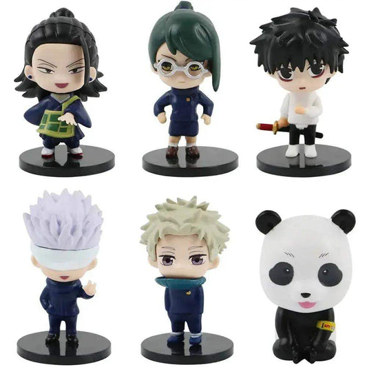 6 Pcs Set Jujutsu Kaisen Gojo Satoru Geto Suguru Zenin Maki Inumaki Toge Panda Yuta Okkotsu Figures, Kawaii Chibi Mini Anime Figurines PVC JJK Model Statue Toys 6-8 cm - ToylandEU