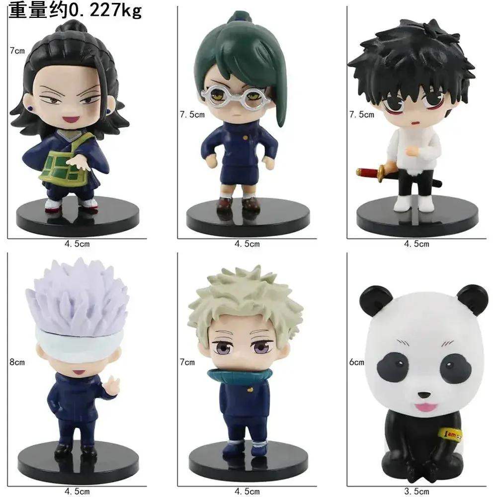 6 Pcs Set Jujutsu Kaisen Gojo Satoru Geto Suguru Zenin Maki Inumaki Toge Panda Yuta Okkotsu Figures, Kawaii Chibi Mini Anime Figurines PVC JJK Model Statue Toys 6-8 cm - ToylandEU