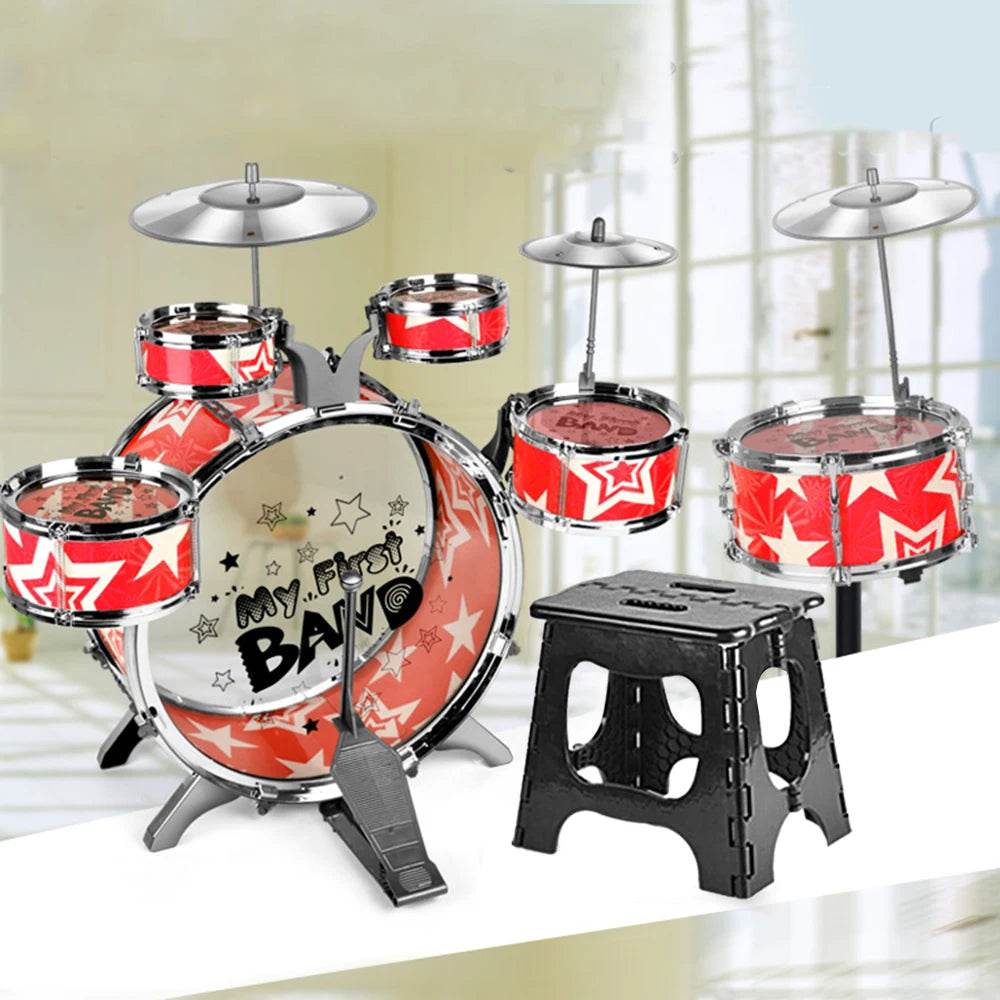 6-Piece Kids Drum Set Drum Kit Jazz With Stool Pedal Drumsticks - ToylandEU