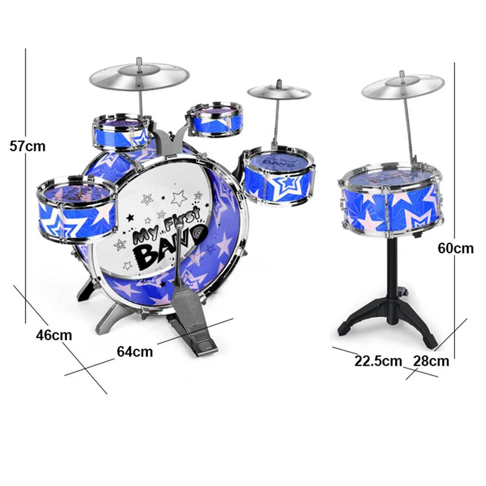 6-Piece Kids Drum Set Drum Kit Jazz With Stool Pedal Drumsticks - ToylandEU