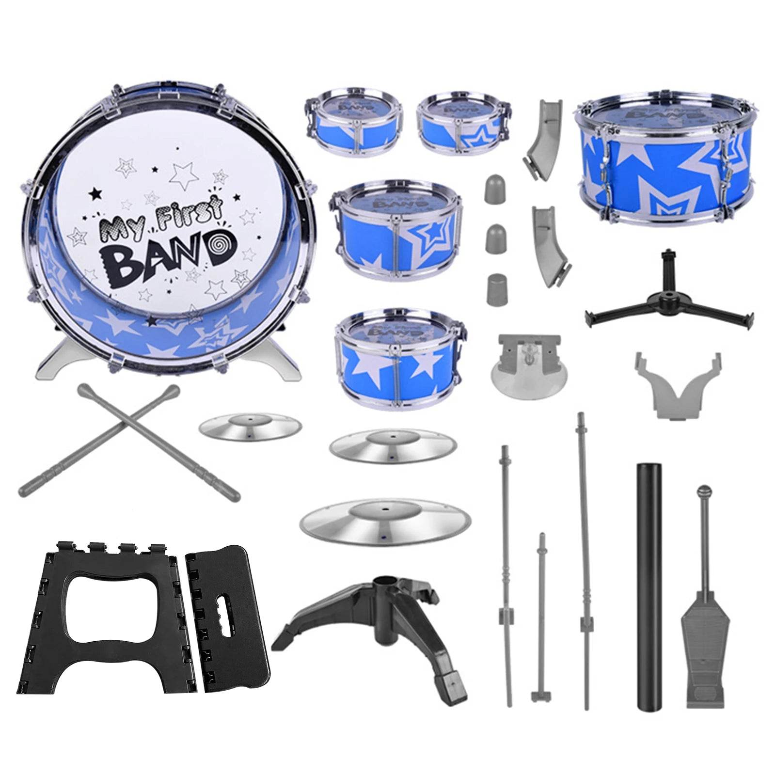 6-Piece Kids Drum Set Drum Kit Jazz With Stool Pedal Drumsticks - ToylandEU