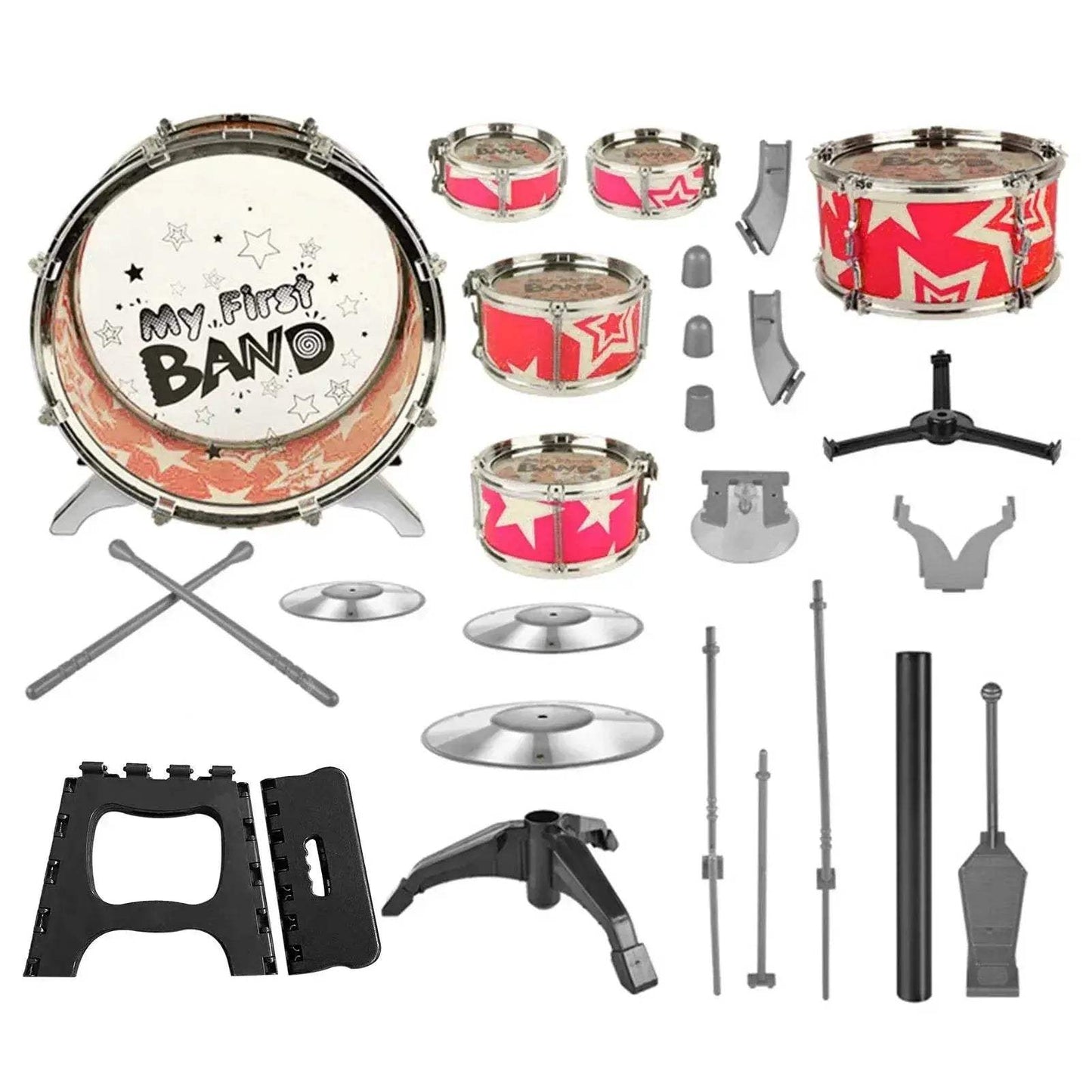 6-Piece Kids Drum Set with Stool and Cymbal Pedal -  ToylandEU™