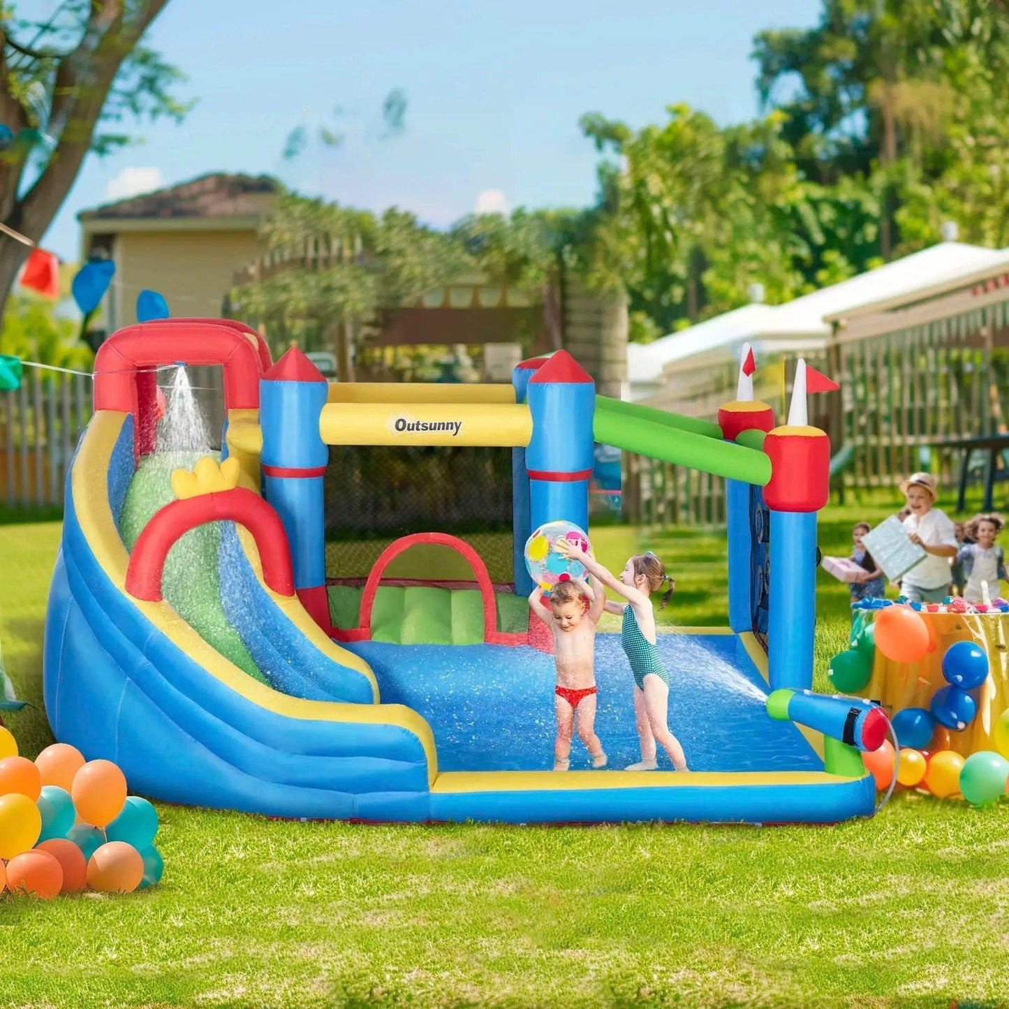  6-in-1 Inflatable Bounce House Outdoor Toy Water Slide Kids -  ToylandEU™