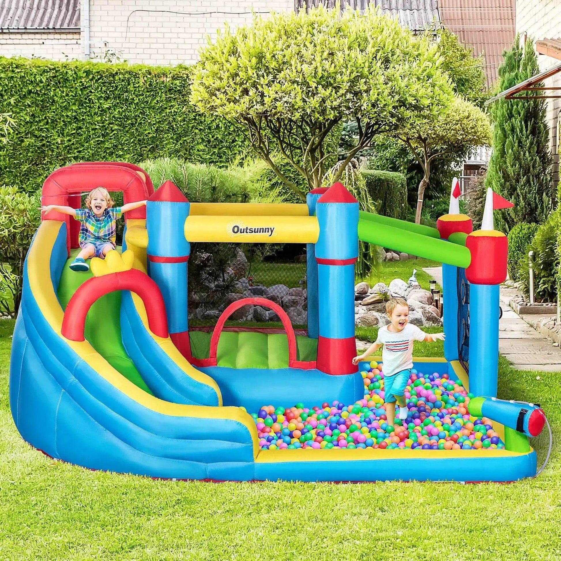  6-in-1 Inflatable Bounce House Outdoor Toy Water Slide Kids -  ToylandEU™