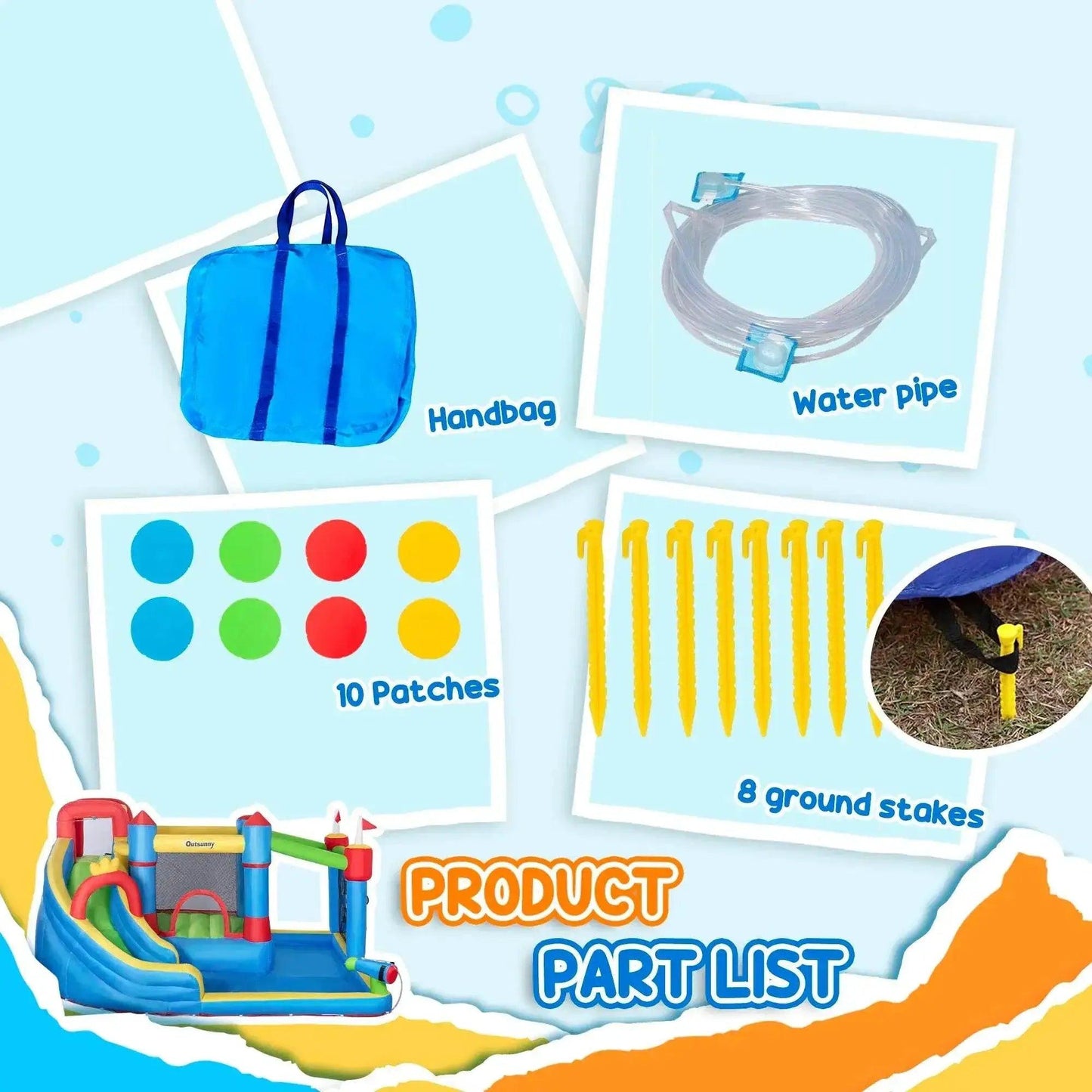  6-in-1 Inflatable Bounce House Outdoor Toy Water Slide Kids -  ToylandEU™