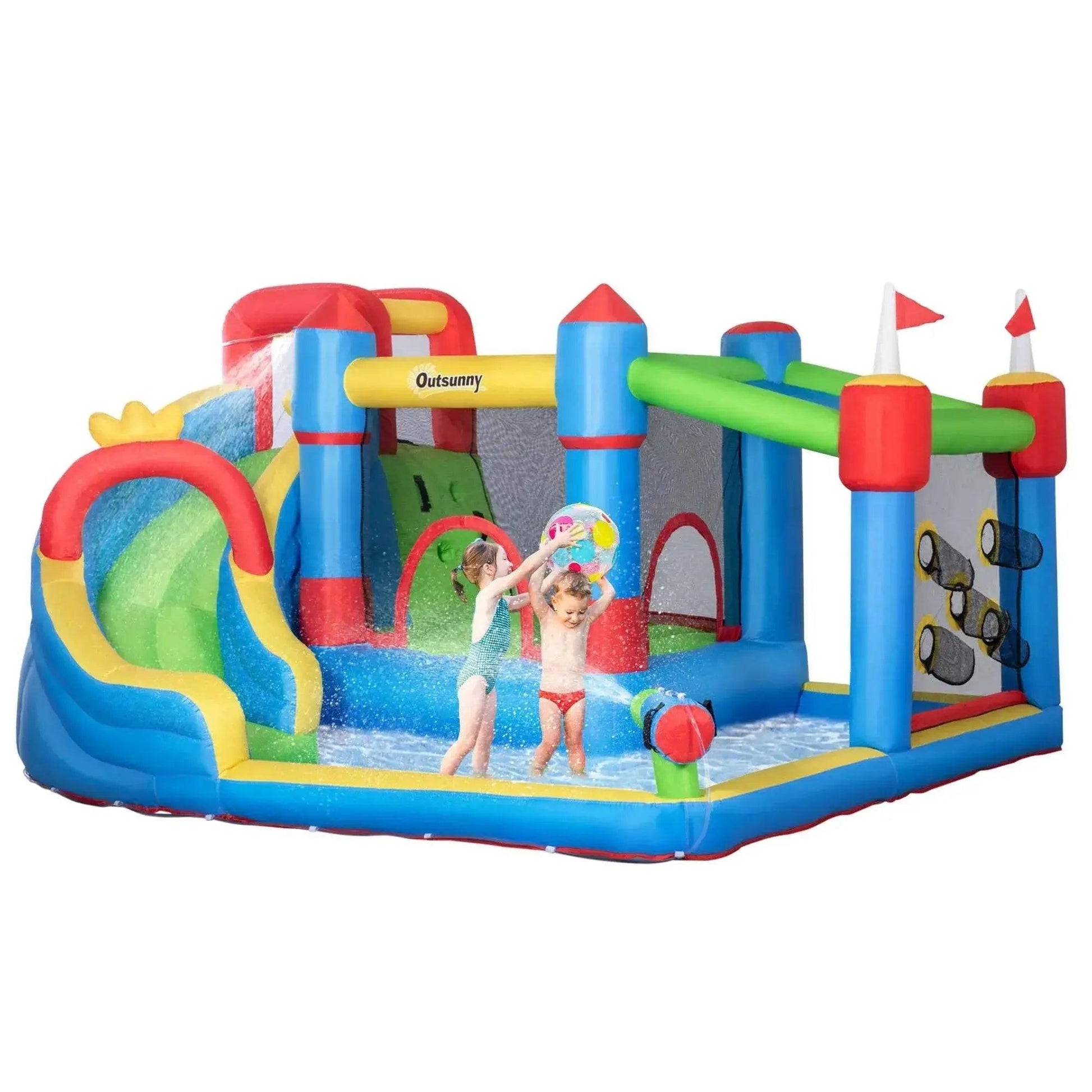  6-in-1 Inflatable Bounce House Outdoor Toy Water Slide Kids -  ToylandEU™