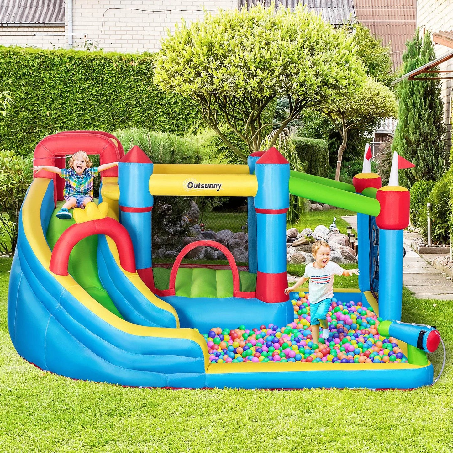 6-in-1 Inflatable Bounce House Outdoor Toy Water Slide Kids - ToylandEU