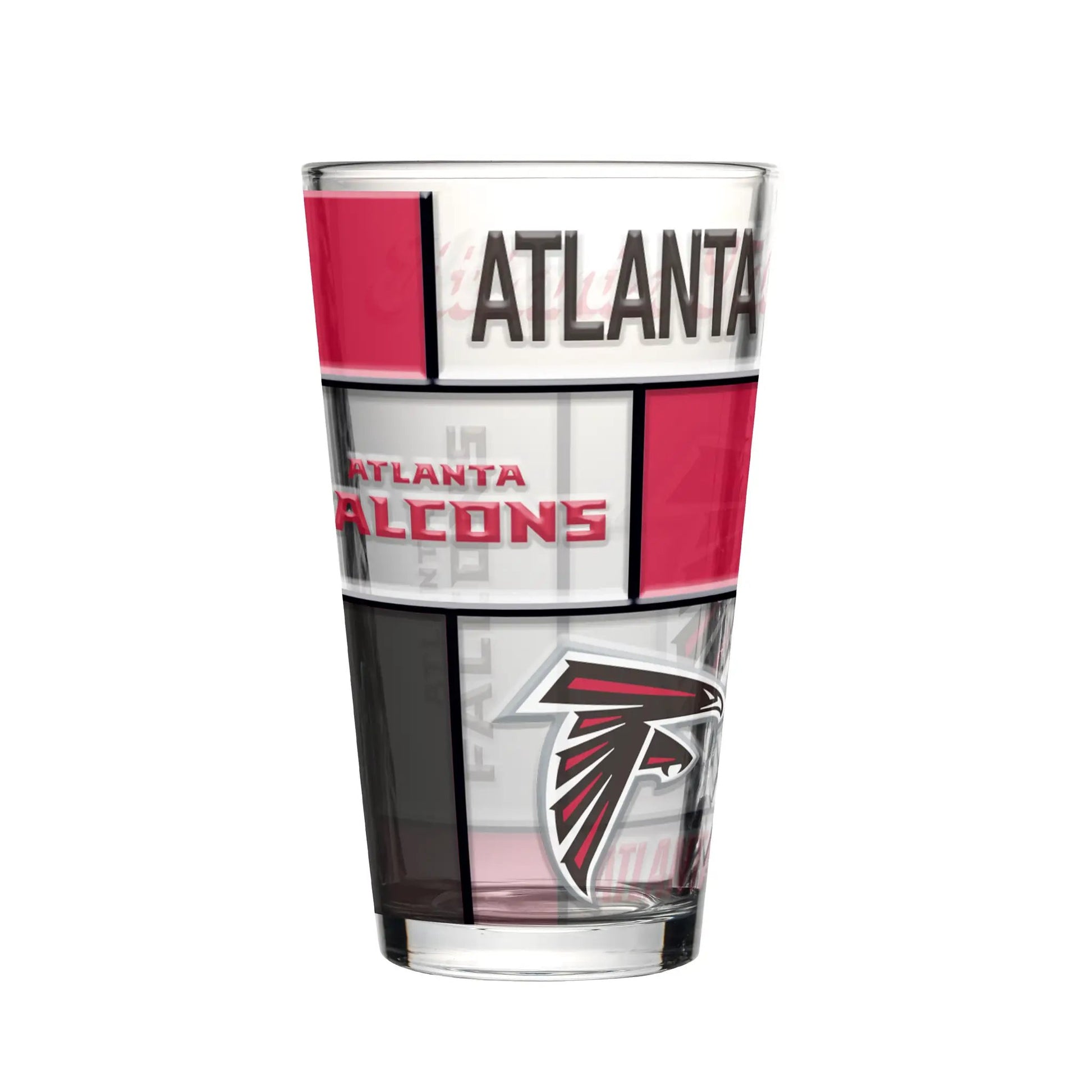 Atlanta Falcons Pint Glass 16oz Quilted Stained Boxed