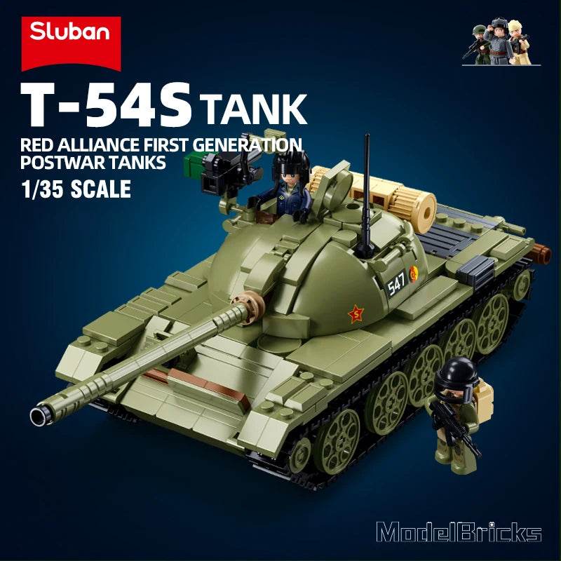 604PCS Army T-54S Medium Tank Model Bricks Set For Children - ToylandEU