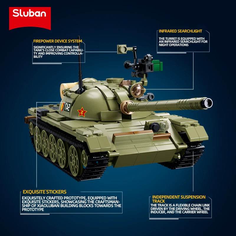 604PCS Army T-54S Medium Tank Model Bricks Set For Children - ToylandEU