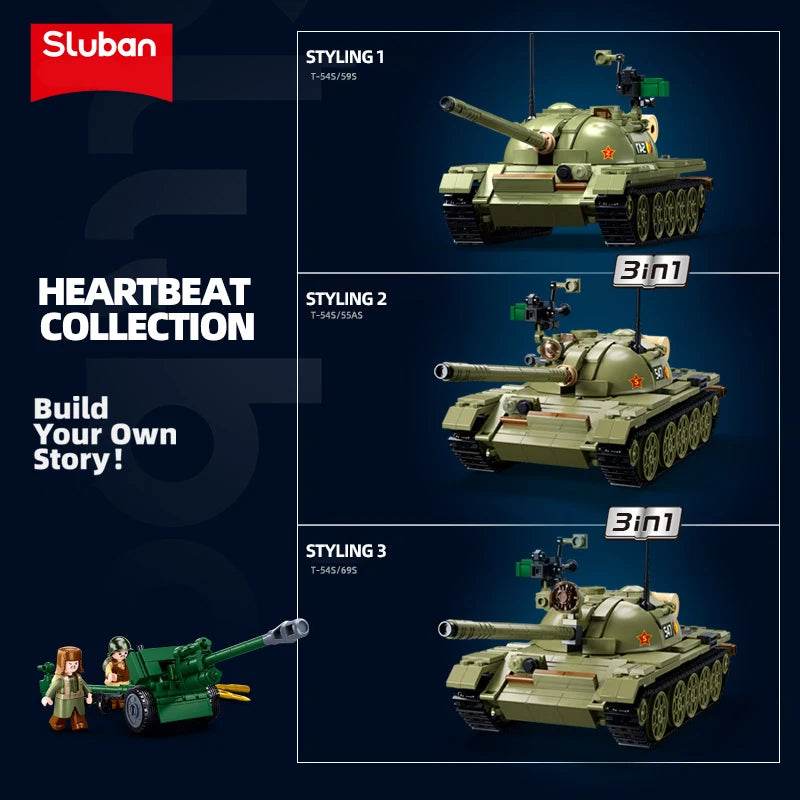 604PCS Army T-54S Medium Tank Model Bricks Set For Children - ToylandEU