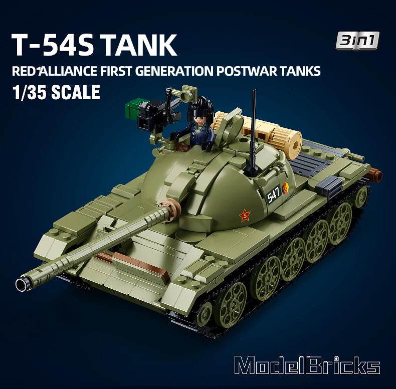 604PCS Army T-54S Medium Tank Model Bricks Set For Children - ToylandEU