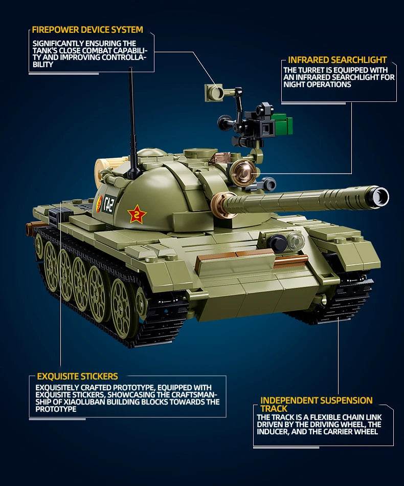 604PCS Army T-54S Medium Tank Model Bricks Set For Children - ToylandEU