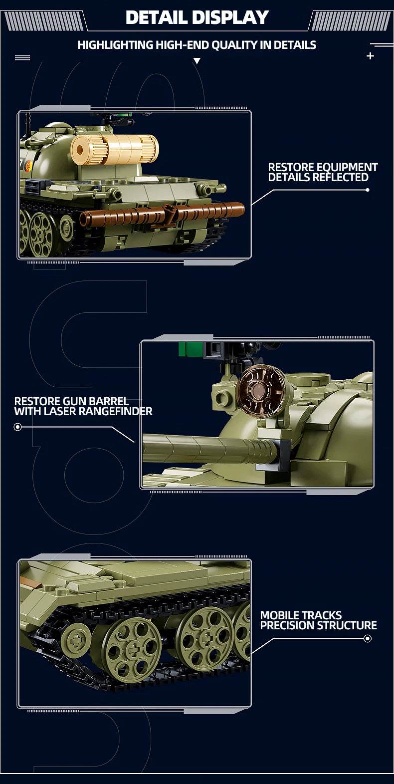 604PCS Army T-54S Medium Tank Model Bricks Set For Children - ToylandEU