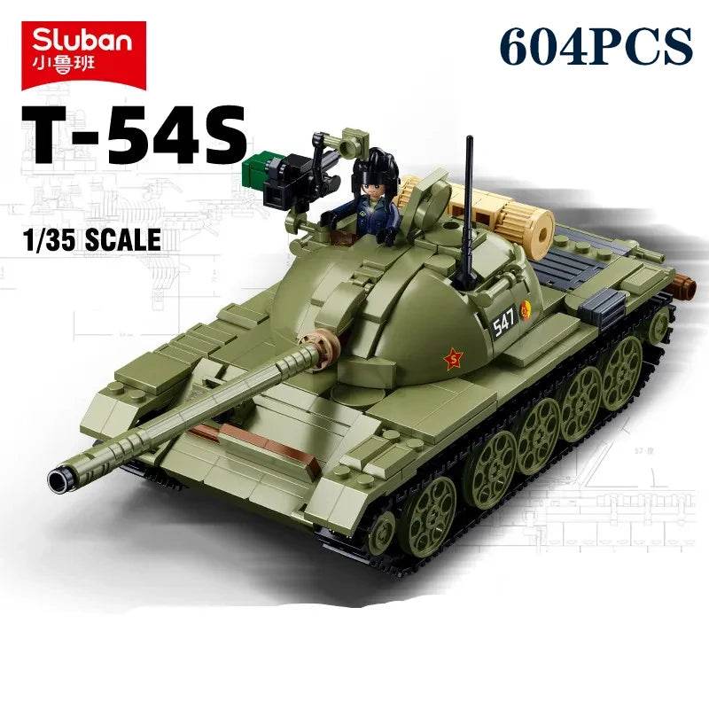 604PCS Army T-54S Medium Tank Model Bricks Set For Children - ToylandEU