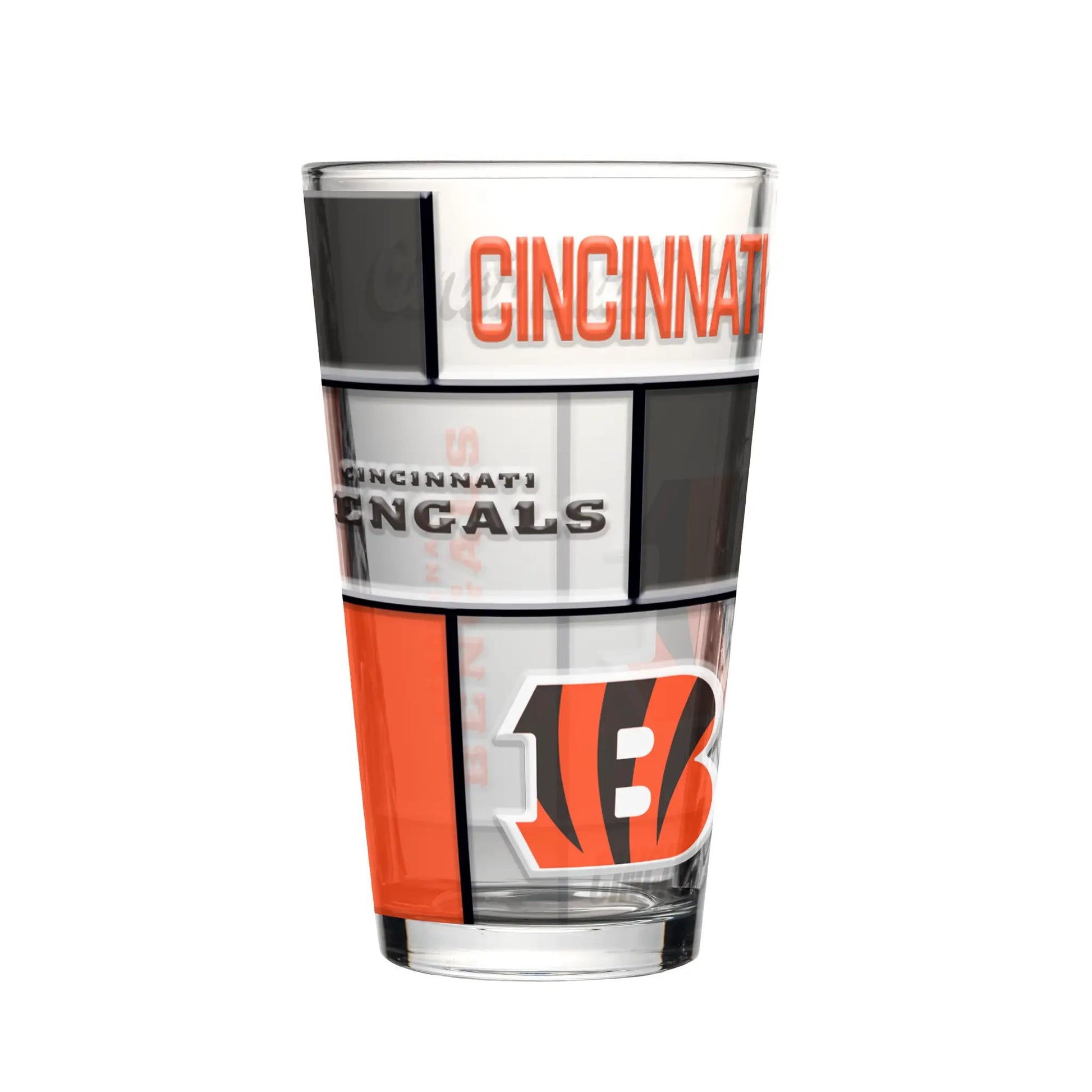 Cincinnati Bengals Pint Glass 16oz Quilted Stained Boxed