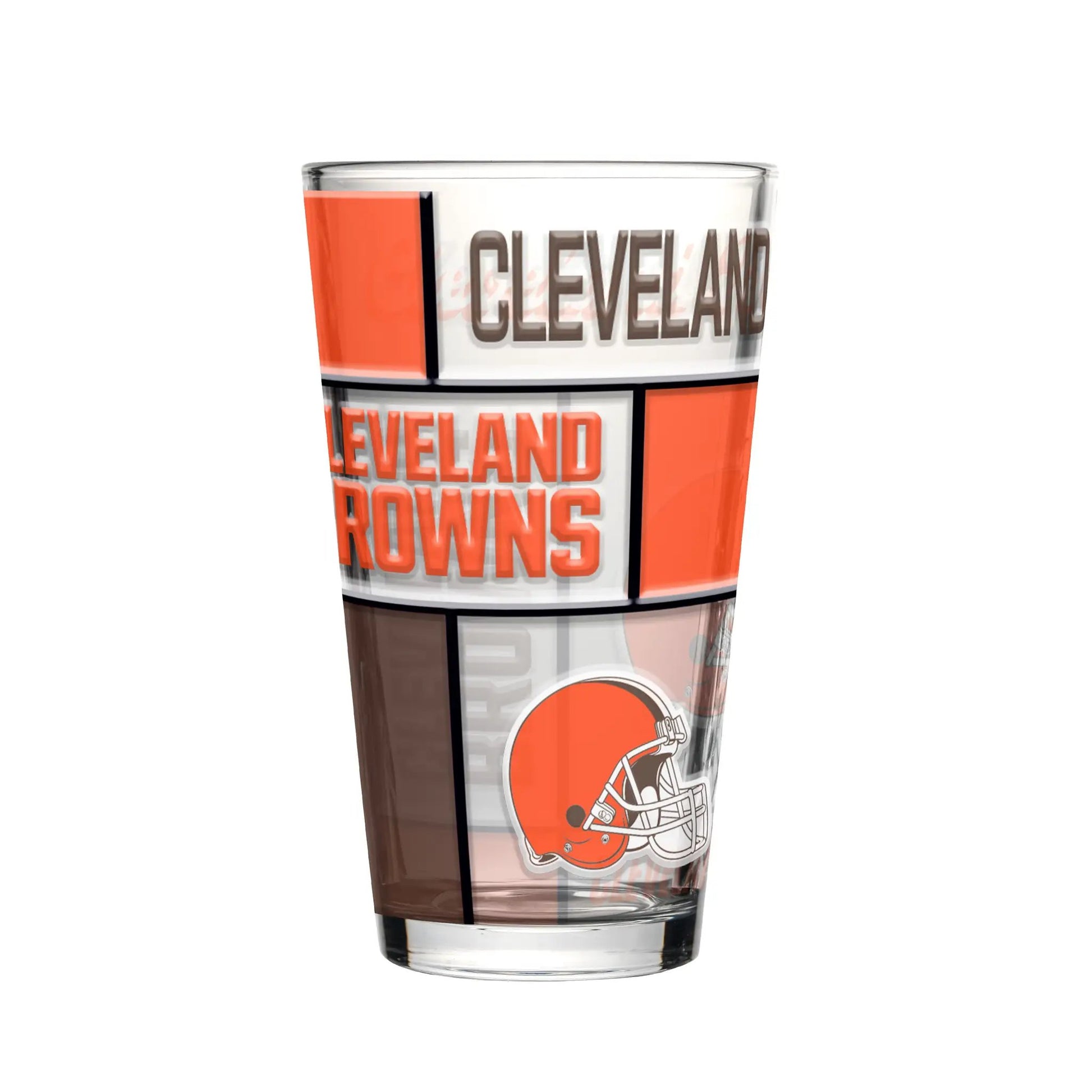 Cleveland Browns Pint Glass 16oz Quilted Stained Boxed