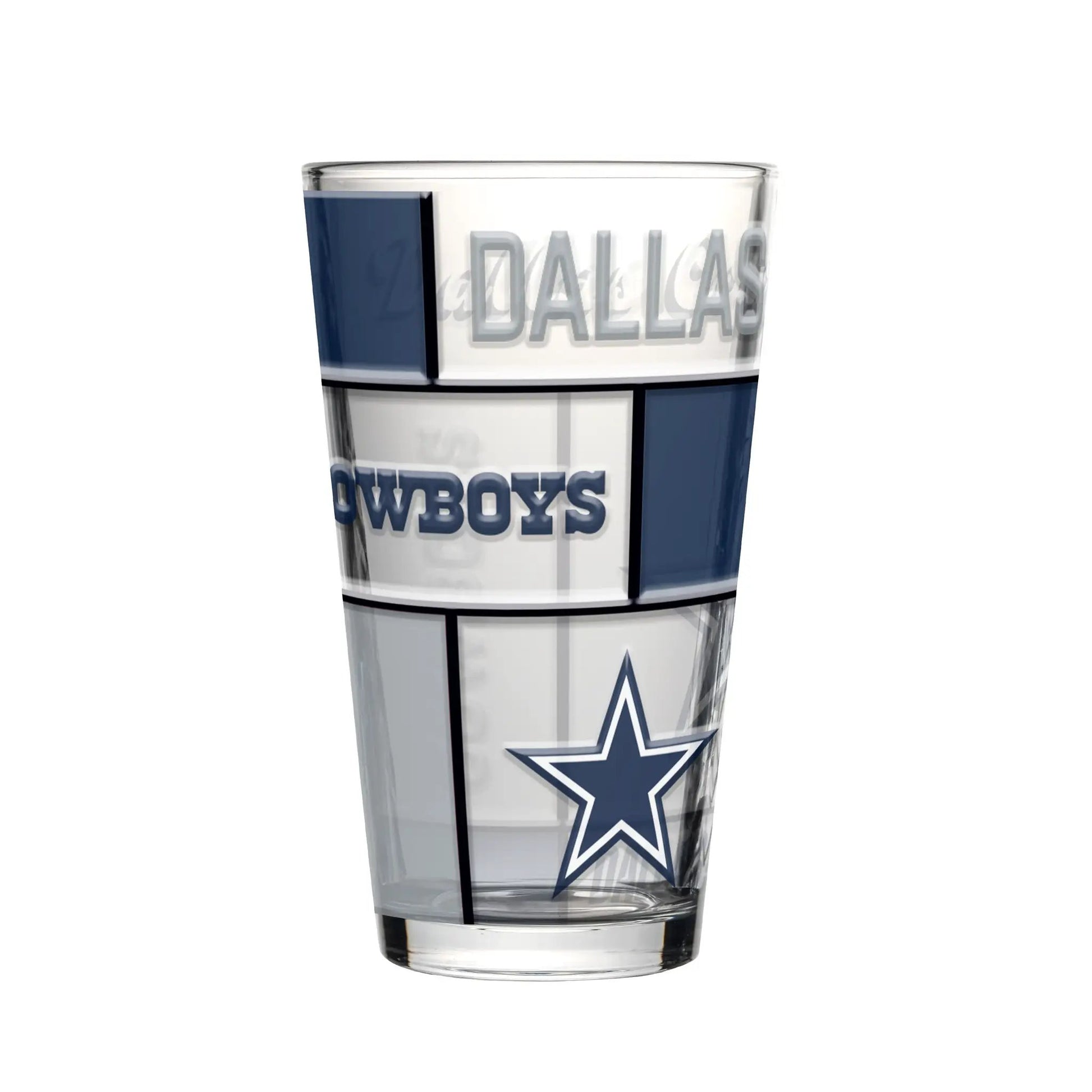 Dallas Cowboys Pint Glass 16oz Quilted Stained Boxed