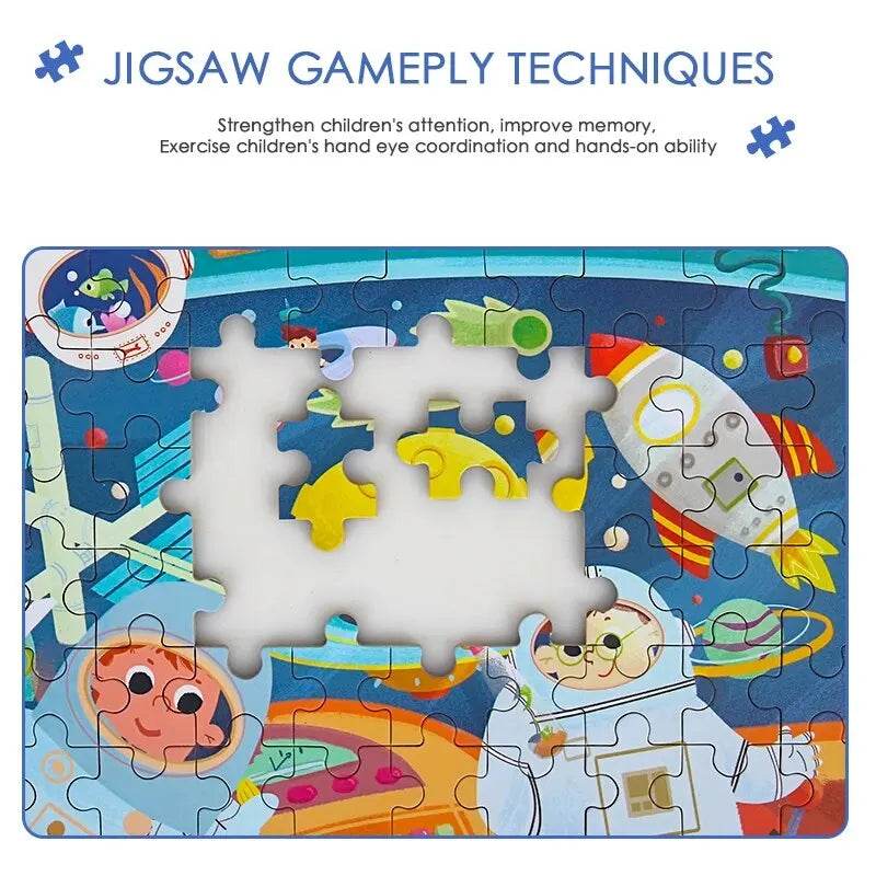 60PCS Wooden Jigsaw Iron Box Set Cartoon Animal Puzzle Gift - ToylandEU