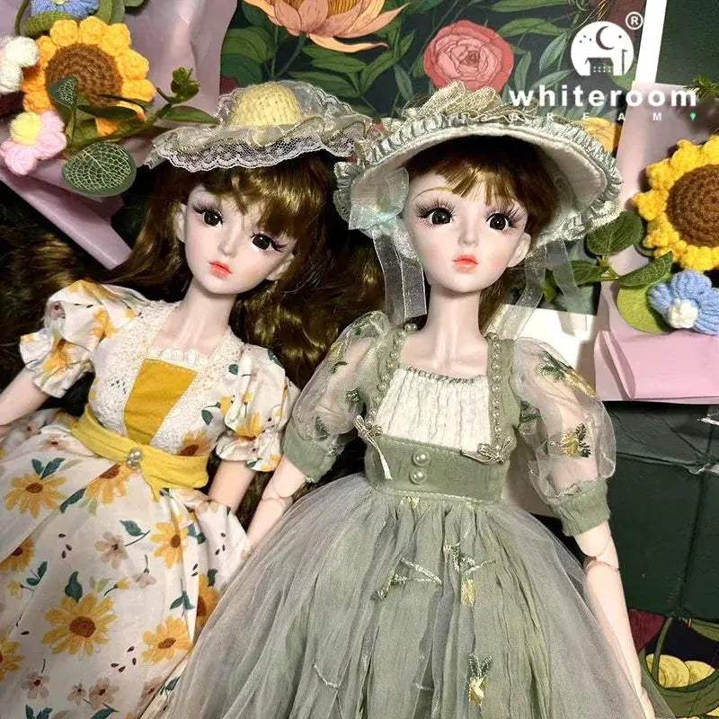 60cm Bjd Doll With Green Blue Eyes Sunflower Dress - ToylandEU