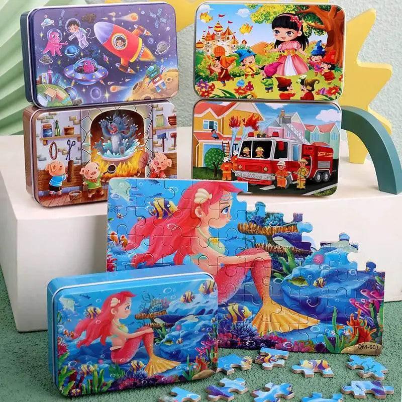  60pcs Jigsaw Cartoon Puzzle With Metal Box For Kids -  ToylandEU™