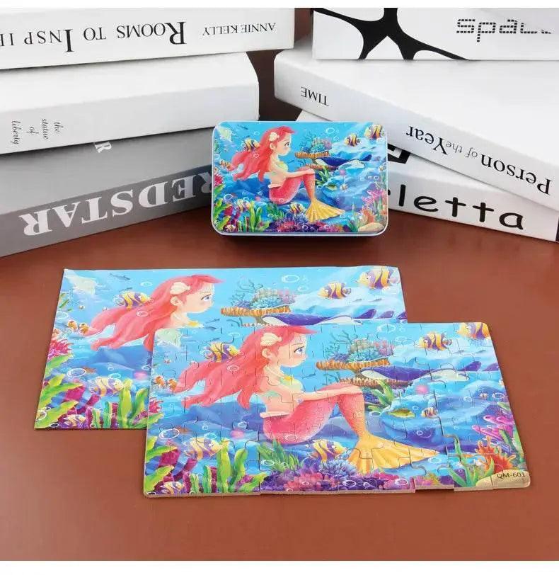  60pcs Jigsaw Cartoon Puzzle With Metal Box For Kids -  ToylandEU™