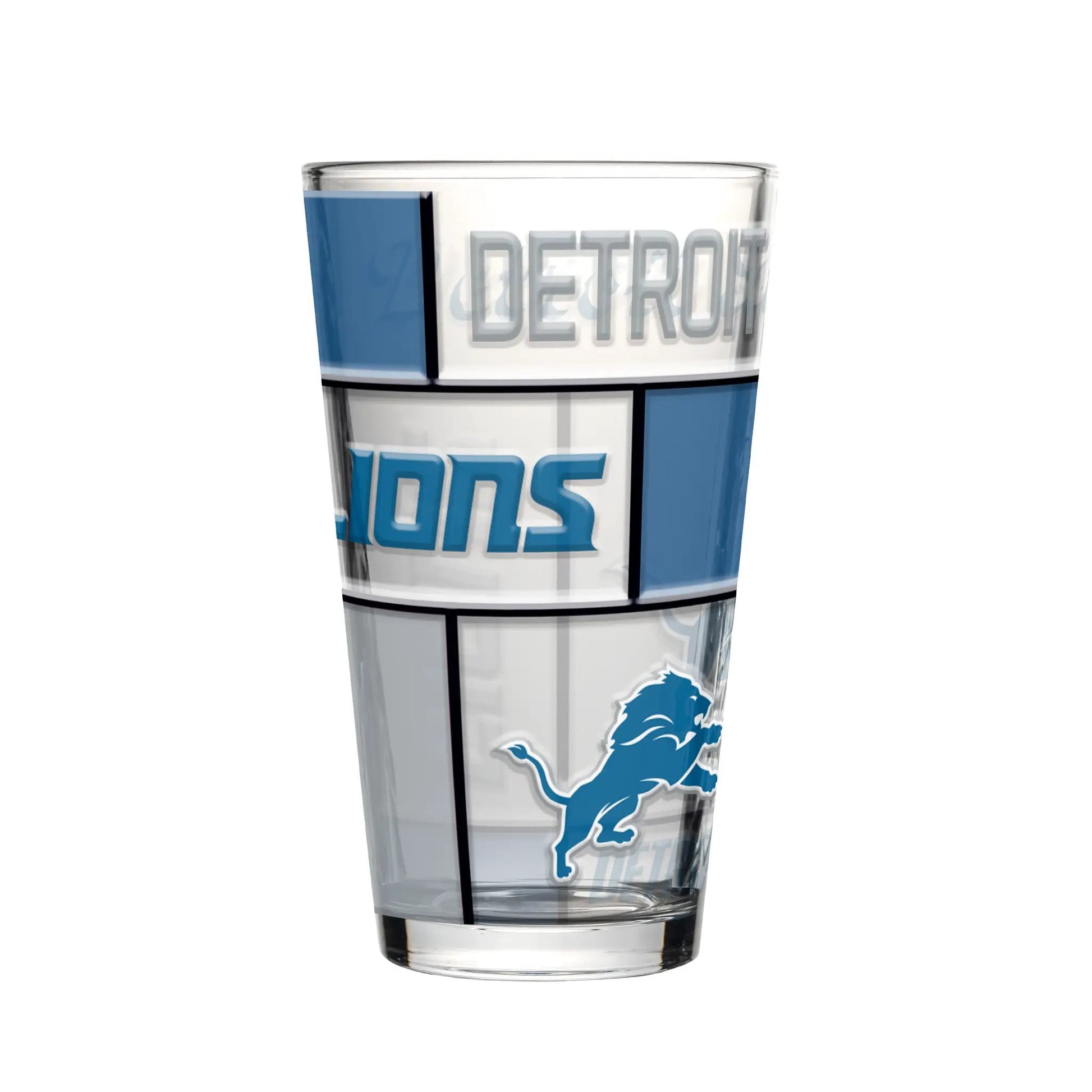 Detroit Lions Pint Glass 16oz Quilted Stained Boxed