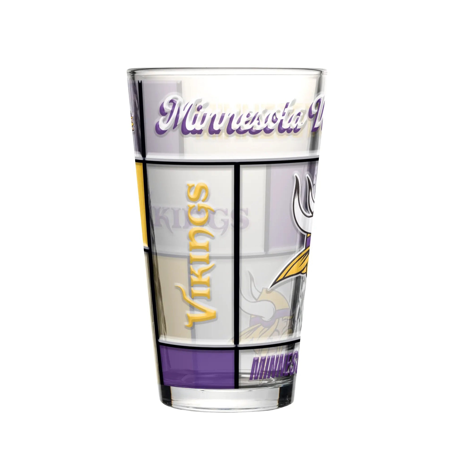 Minnesota Vikings Pint Glass 16oz Quilted Stained Boxed