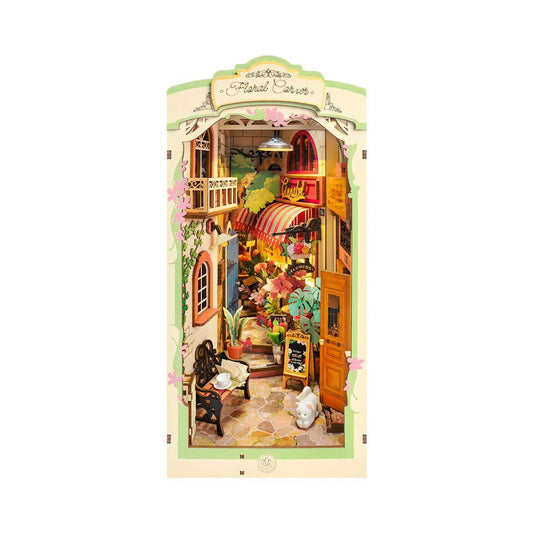 DIY Book Nook Kit | 3D Wooden Shelf Insert | Floral Design | Adult Craft Gift