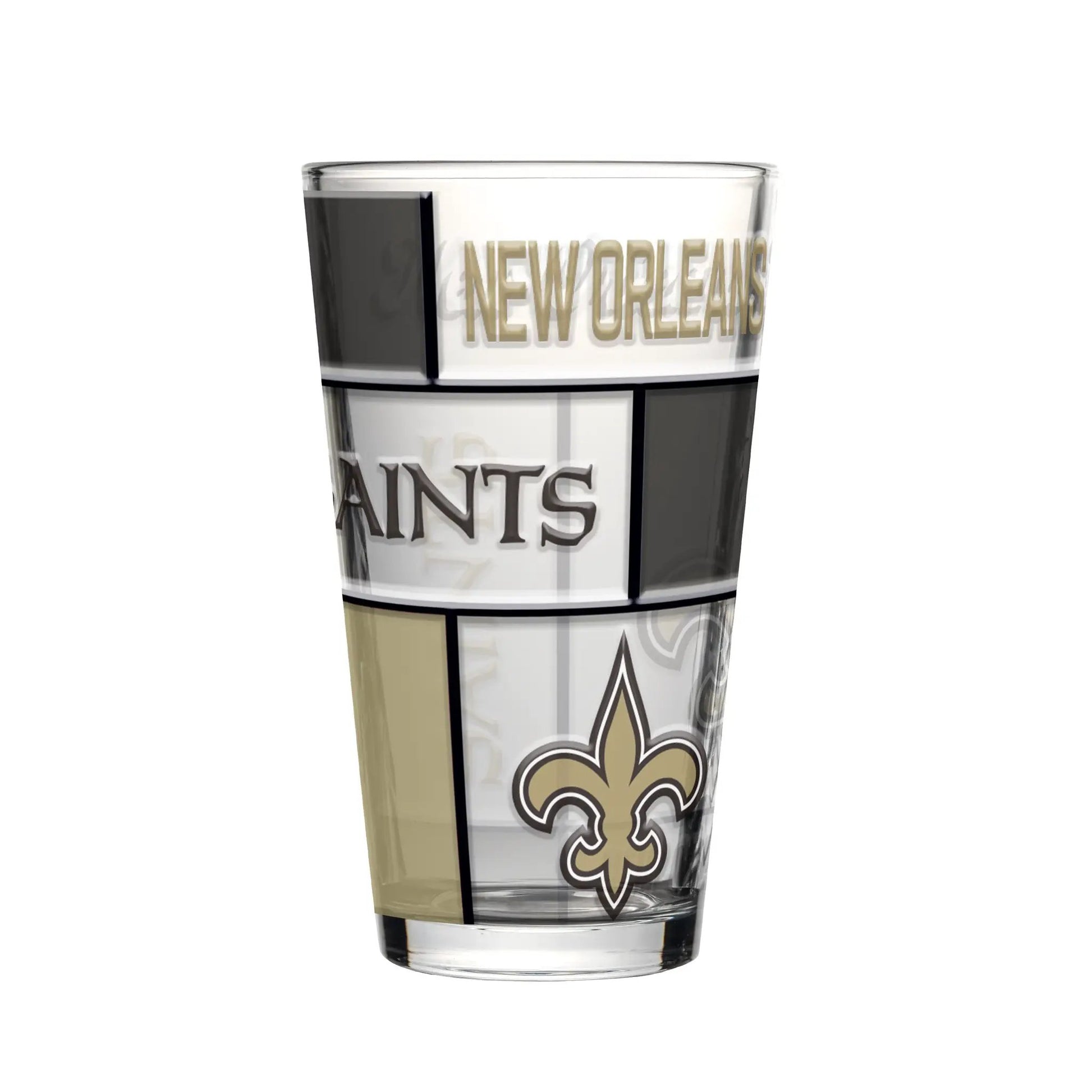 New Orleans Saints Pint Glass 16oz Quilted Stained Boxed
