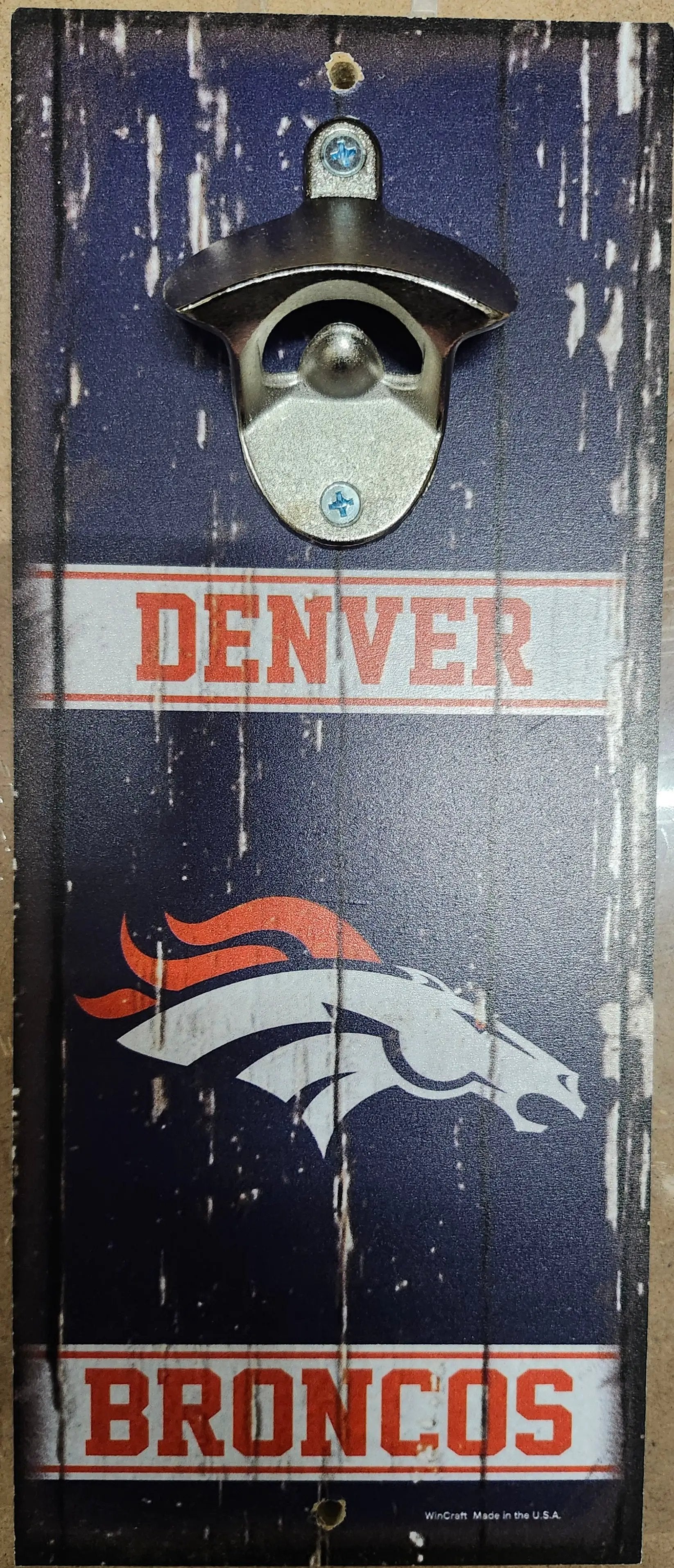 Denver Broncos Sign Wood 5x11 Bottle Opener Alternate