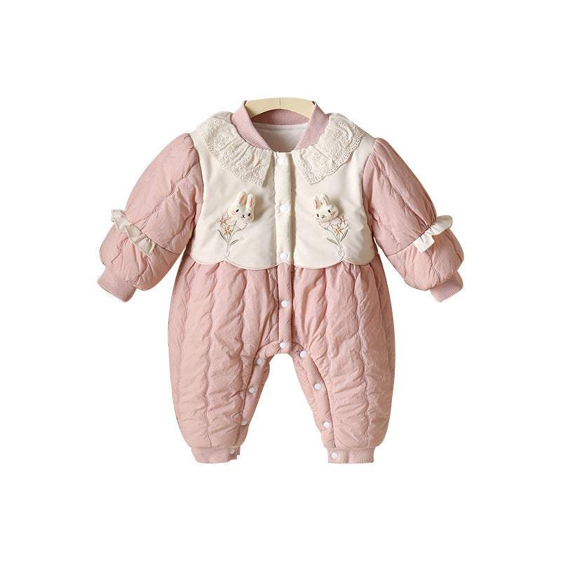 Baby Girl Princess Thin Cotton Romper | Pink | Autumn And Winter