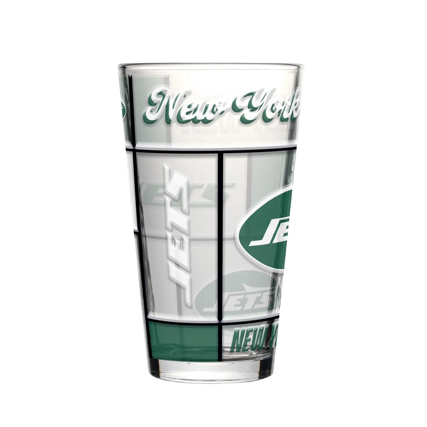 New York Jets Pint Glass 16oz Quilted Stained Boxed