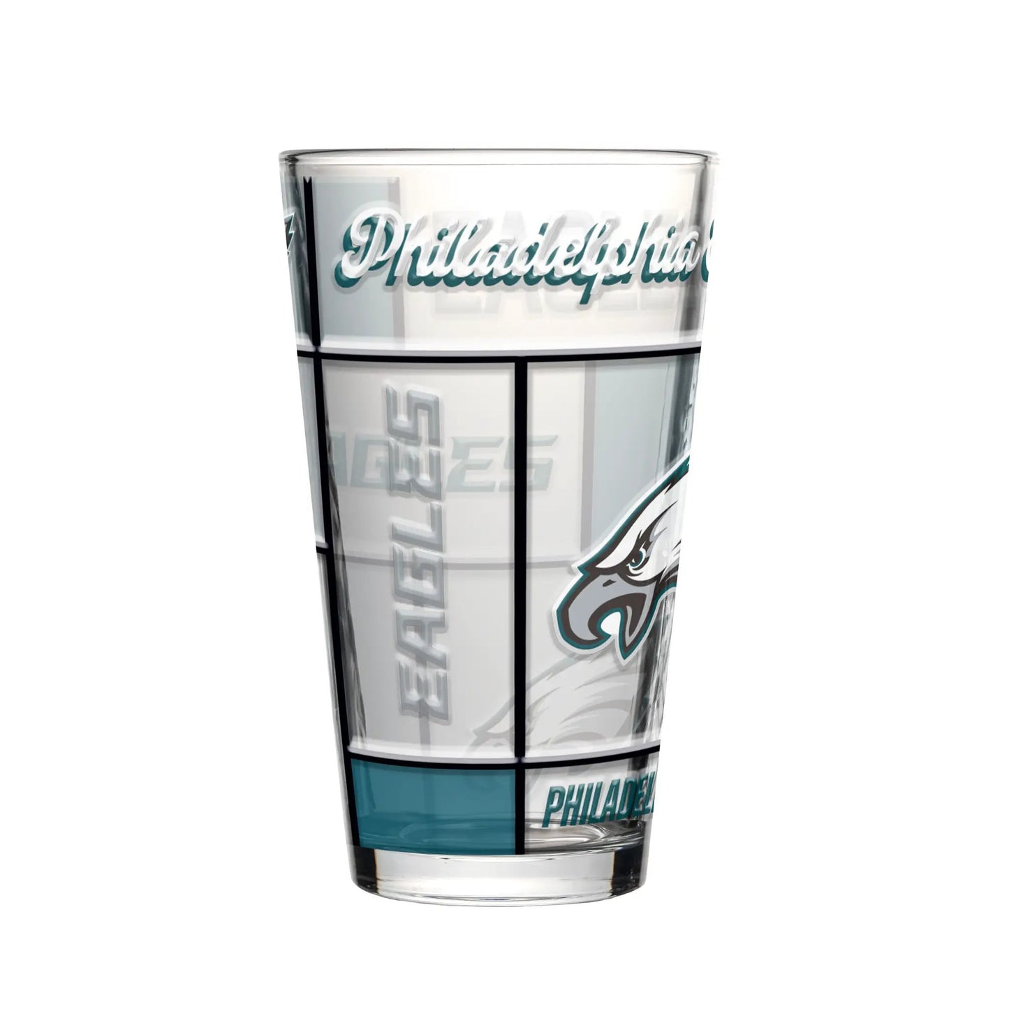 Philadelphia Eagles Pint Glass 16oz Quilted Stained Boxed