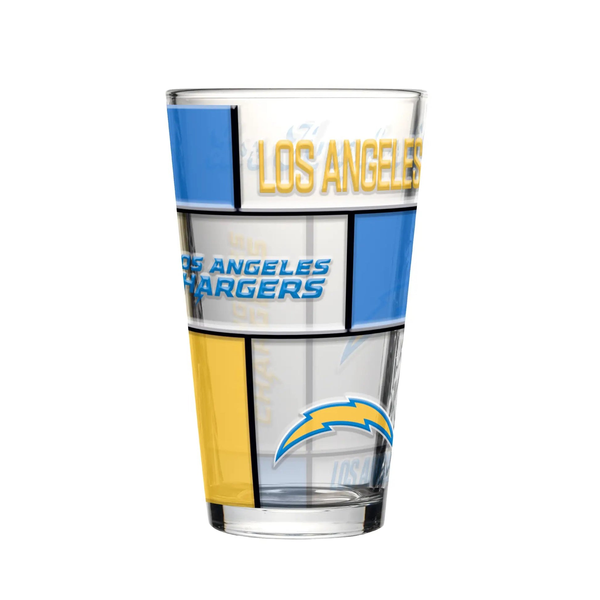 Los Angeles Chargers Pint Glass 16oz Quilted Stained Boxed
