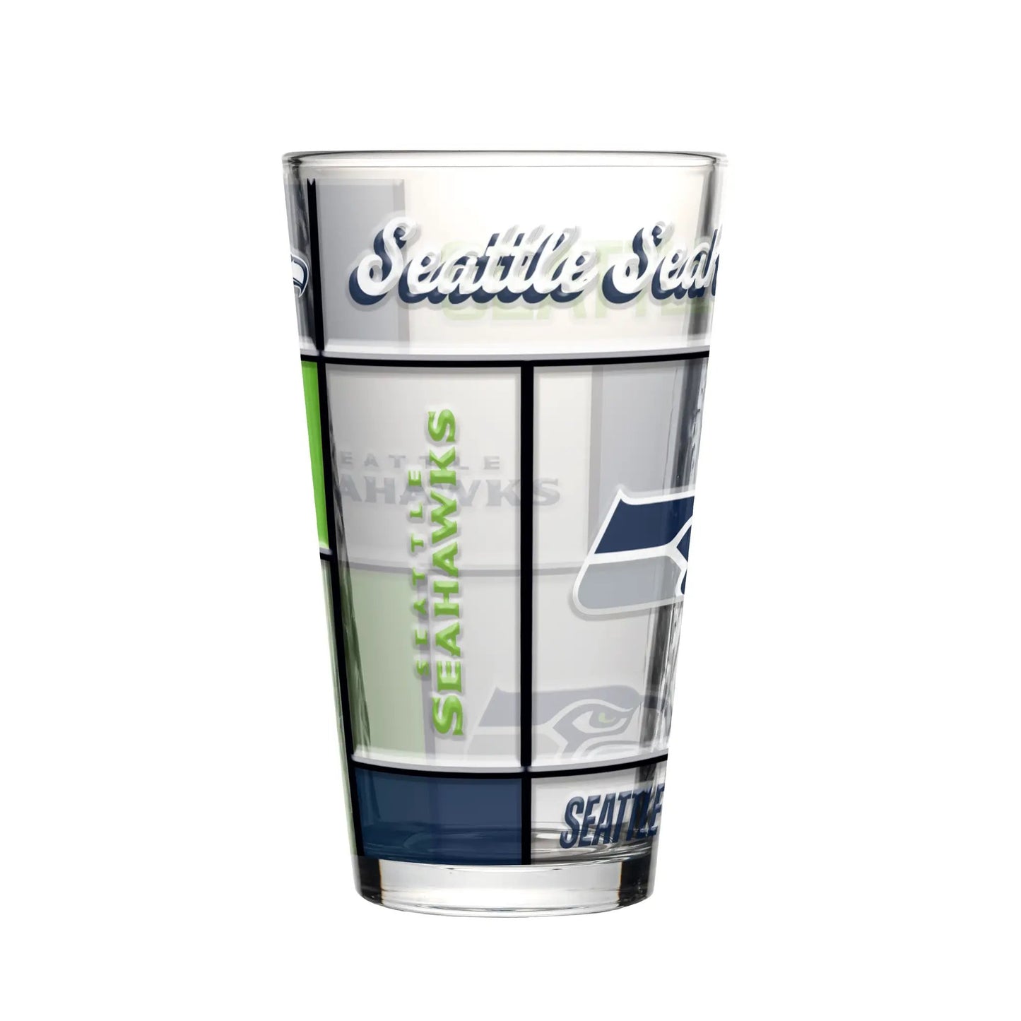 Seattle Seahawks Pint Glass 16oz Quilted Stained Boxed