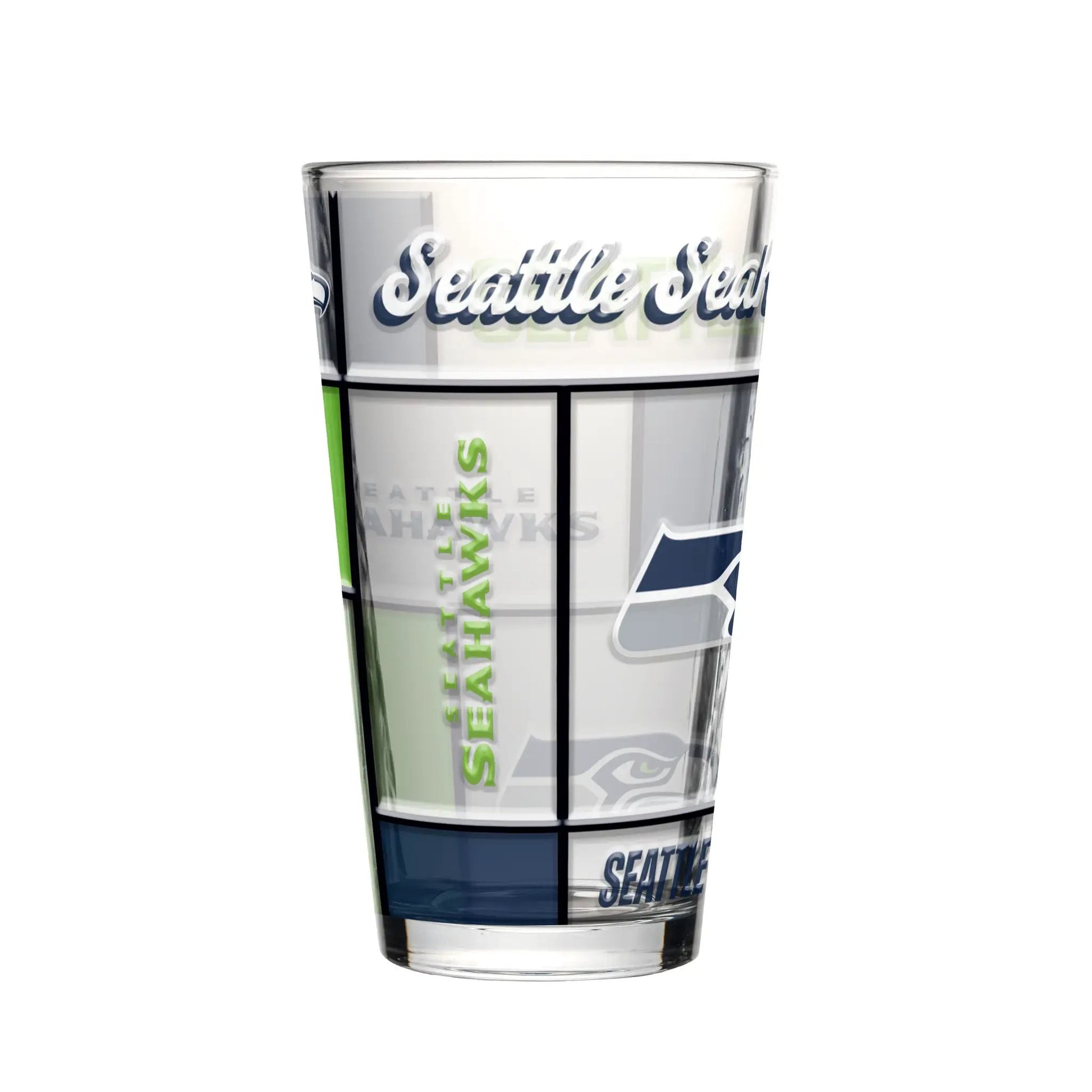Seattle Seahawks Pint Glass 16oz Quilted Stained Boxed