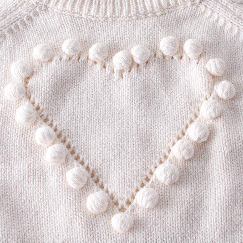 Baby Girl Handmade Love Knitted Wool Long-Sleeve Bodysuit | Baby & Children's One-Pieces