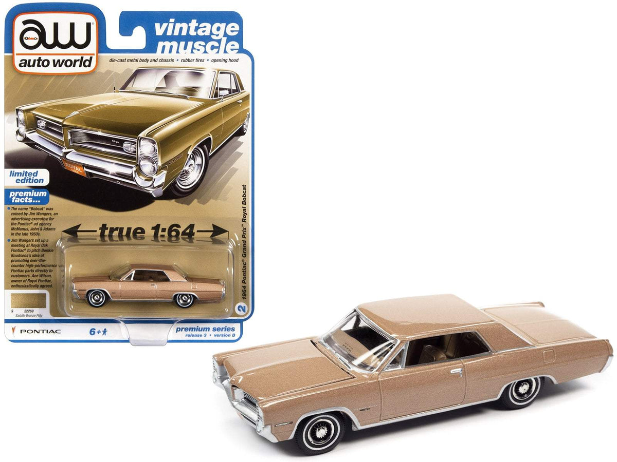 1/64 Diecast Car | 1964 Pontiac Grand Prix | Saddle Bronze Metallic | Auto World