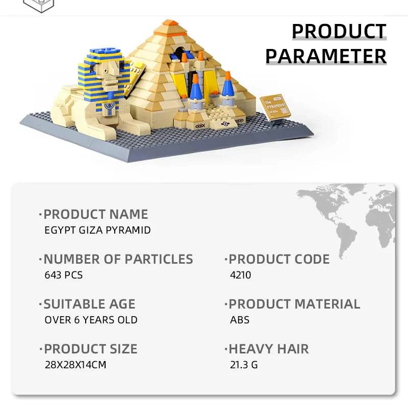 643Pcs Bricks Pyramid Giza Model Building Blocks Bricks Toy - ToylandEU