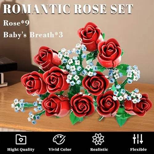 649PCS Romantic Rose Flower Building Blocks Home Decor Gifts - ToylandEU