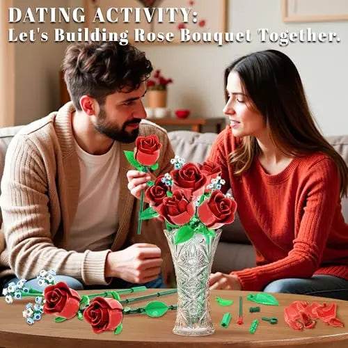 649PCS Romantic Rose Flower Building Blocks Home Decor Gifts - ToylandEU