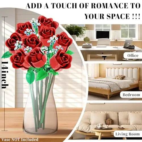 649PCS Romantic Rose Flower Building Blocks Home Decor Gifts - ToylandEU